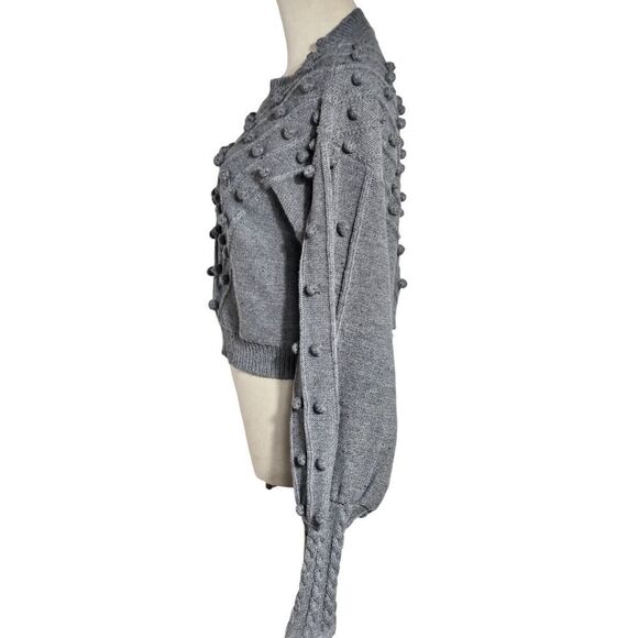 Vestique Gray Cropped Pom Sweater - Picture 5 of 7